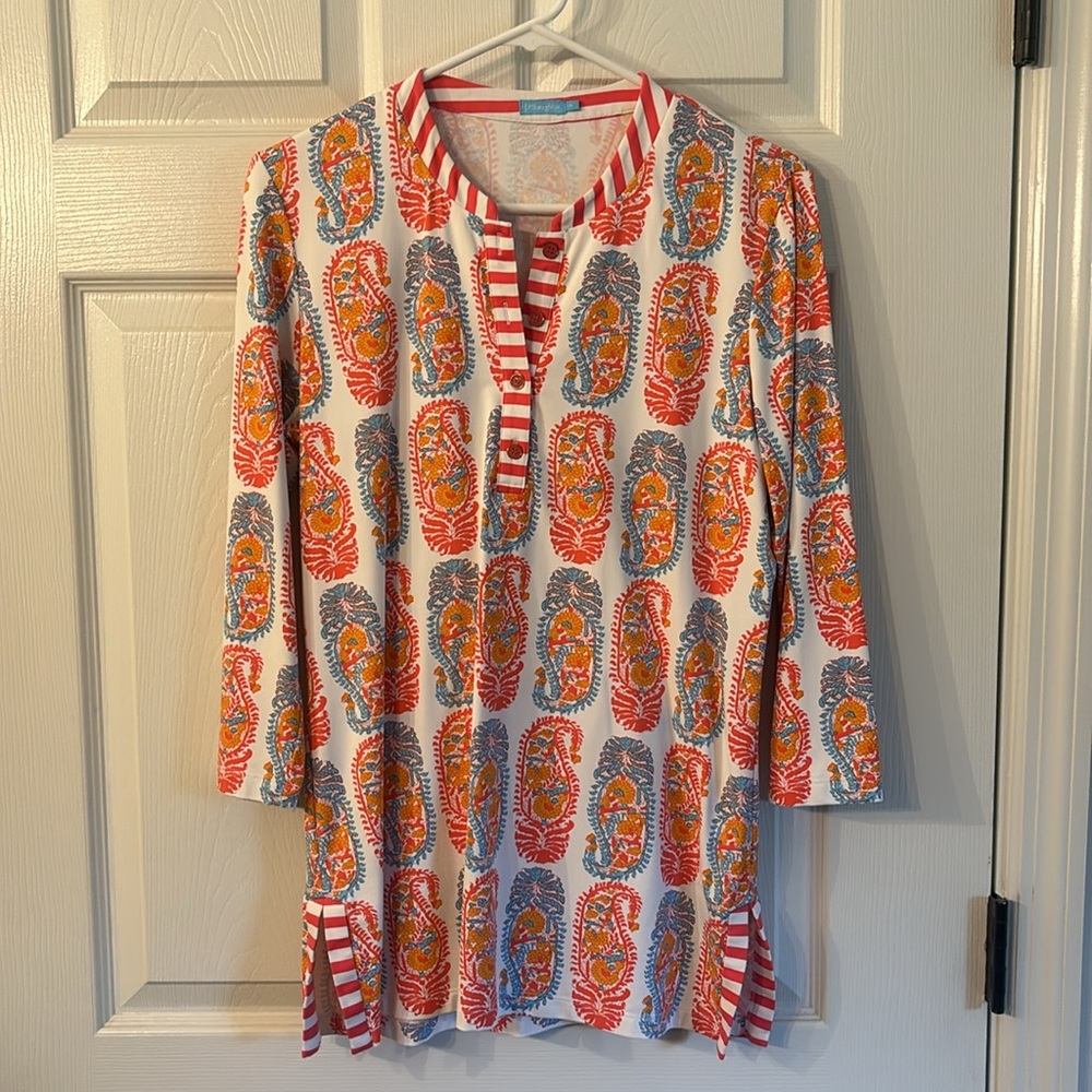 J. McLaughlin Catalina Cloth Paisley Stripe Tunic - Medium